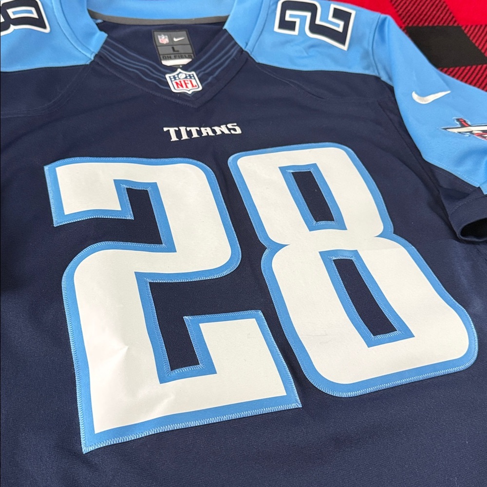 Tennessee Titans #28 Chris Johnson NFL On Field Home Nike Jersey - Picture 4 of 9